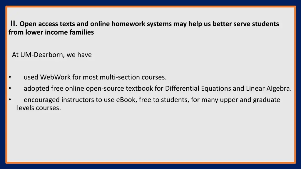 ii open access texts and online homework systems