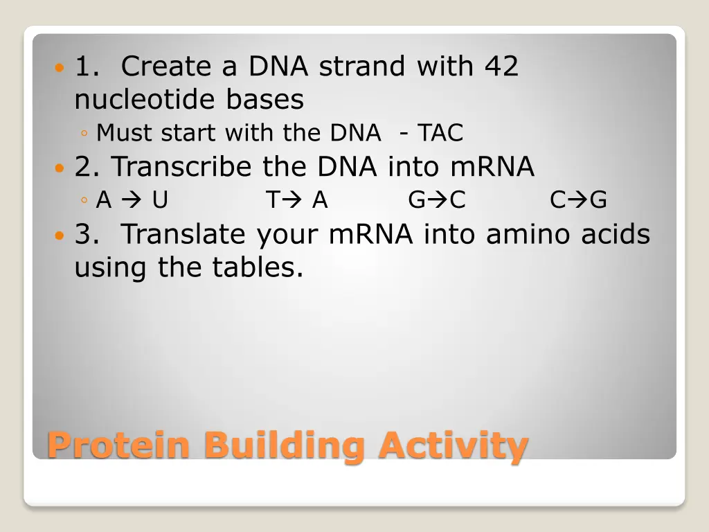 1 create a dna strand with 42 nucleotide bases