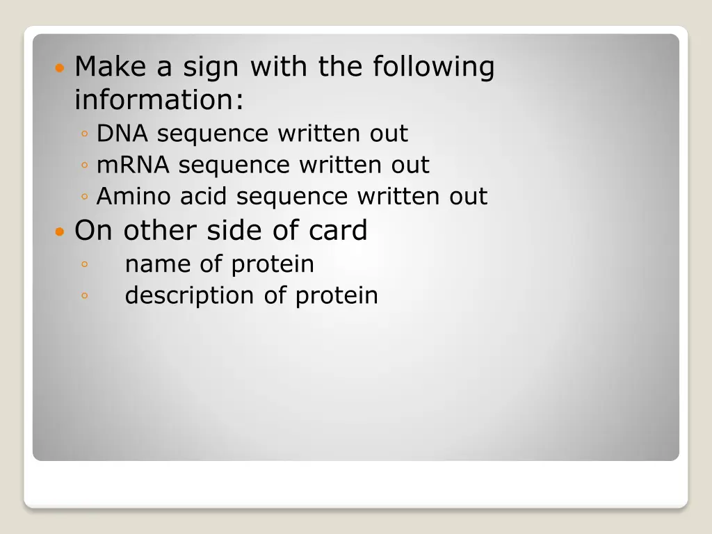 make a sign with the following information