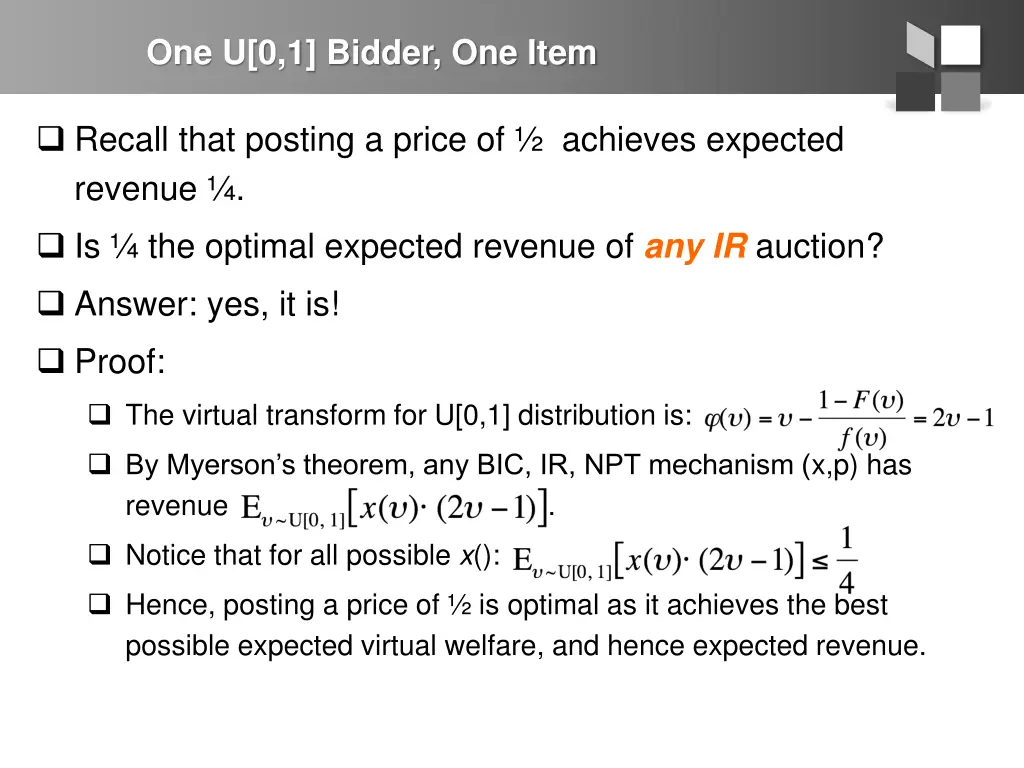 one u 0 1 bidder one item