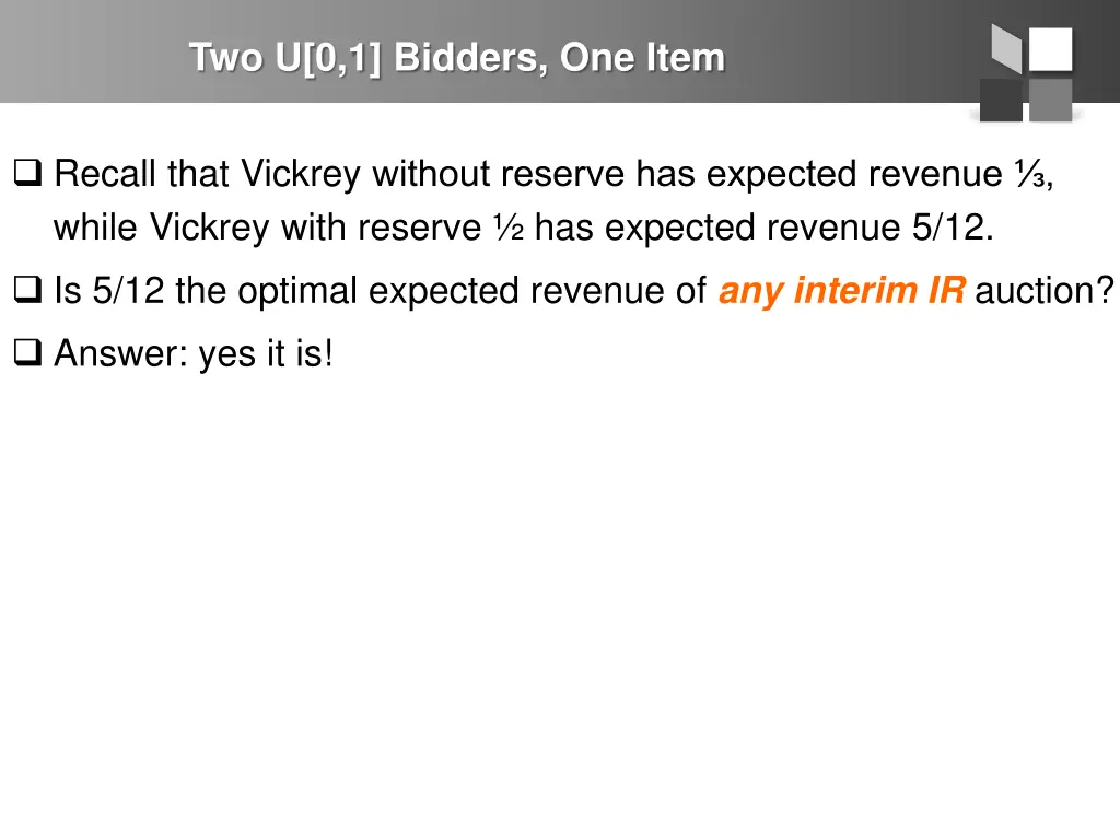 two u 0 1 bidders one item