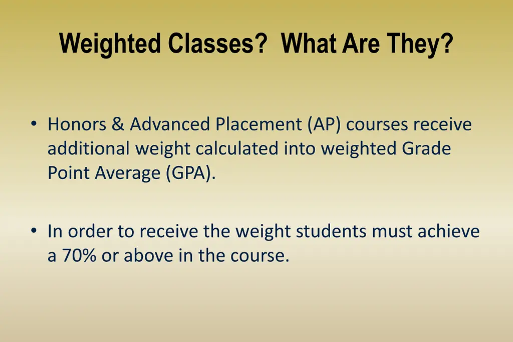 weighted classes what are they