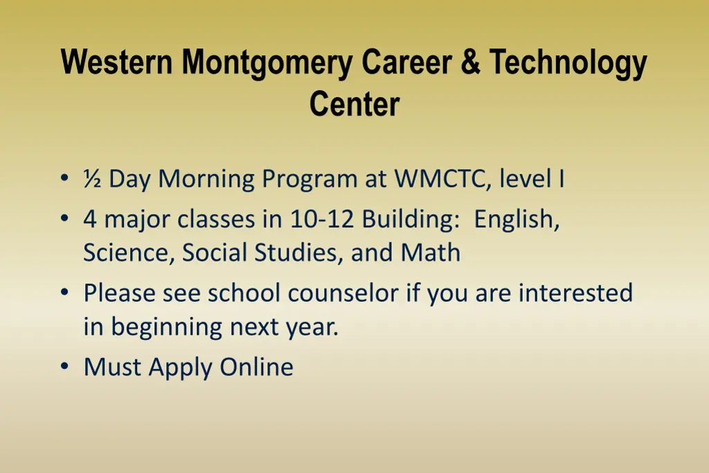 western montgomery career technology center