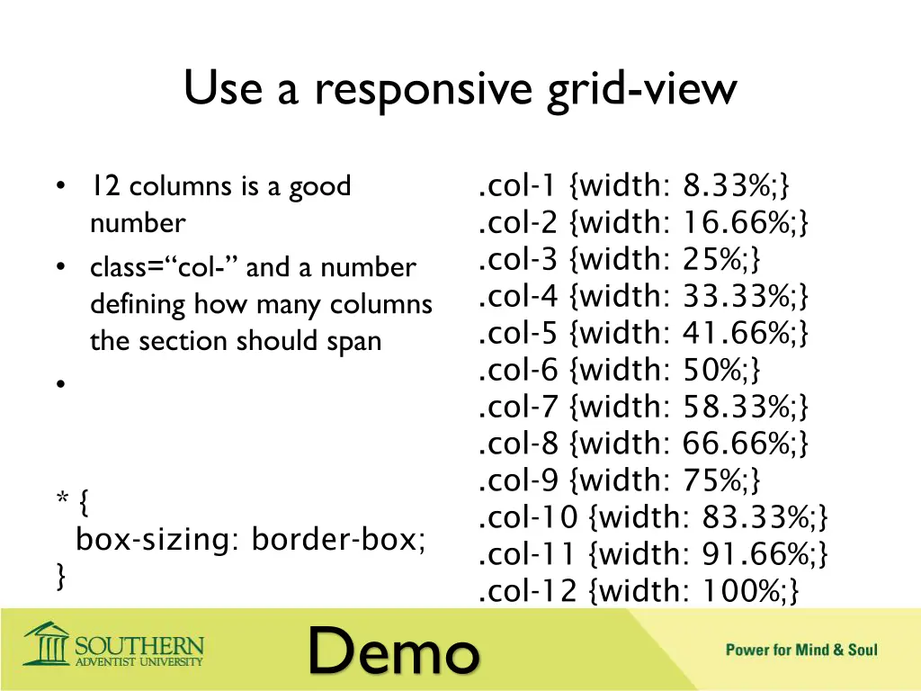 use a responsive grid view