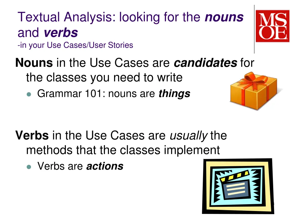 textual analysis looking for the nouns and verbs