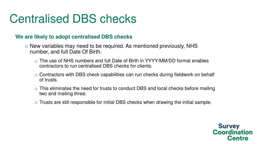 centralised dbs checks