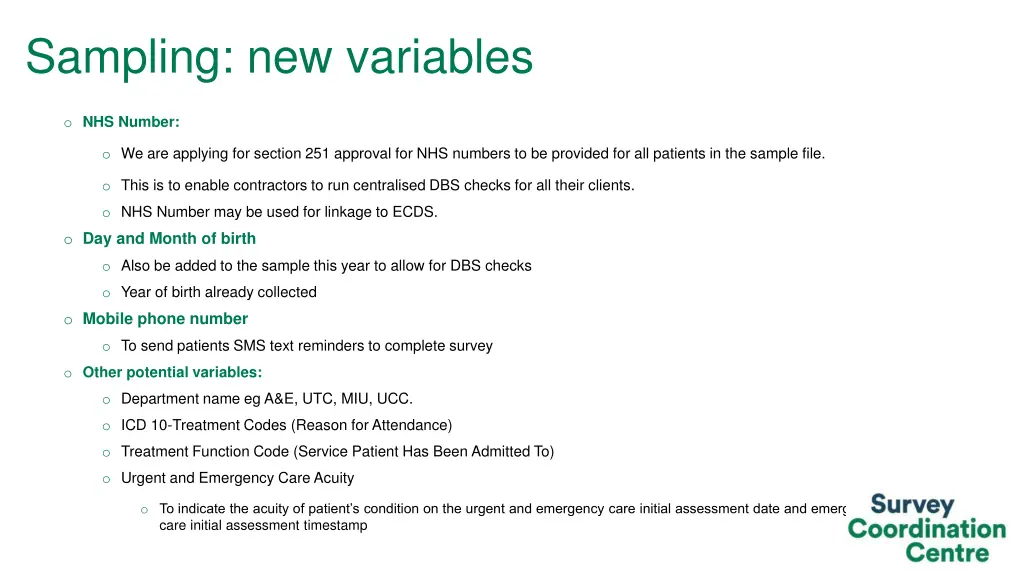 sampling new variables