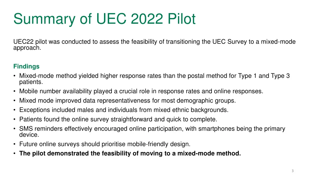 summary of uec 2022 pilot