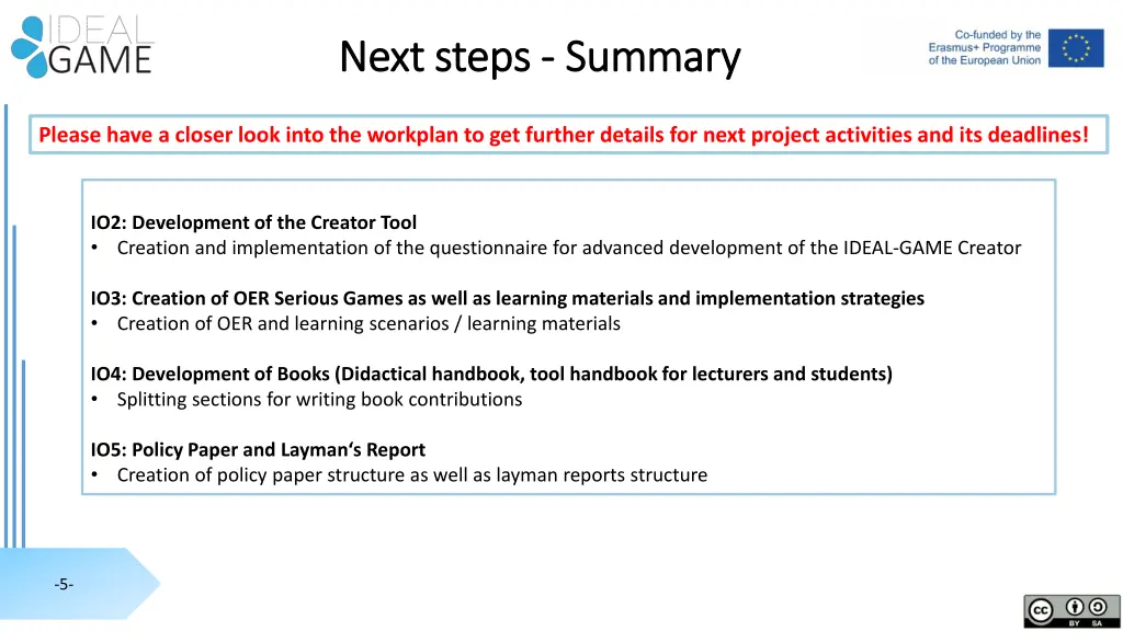 next next steps steps summary