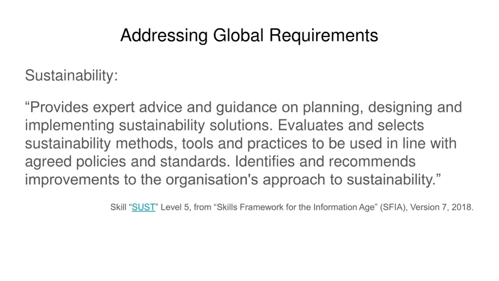 addressing global requirements
