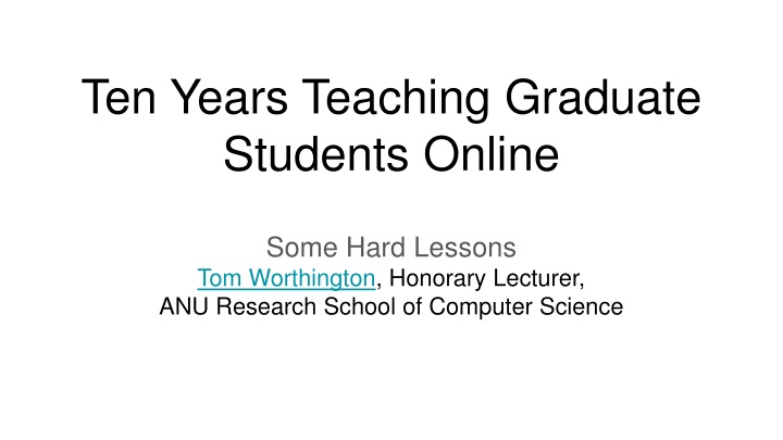 ten years teaching graduate students online