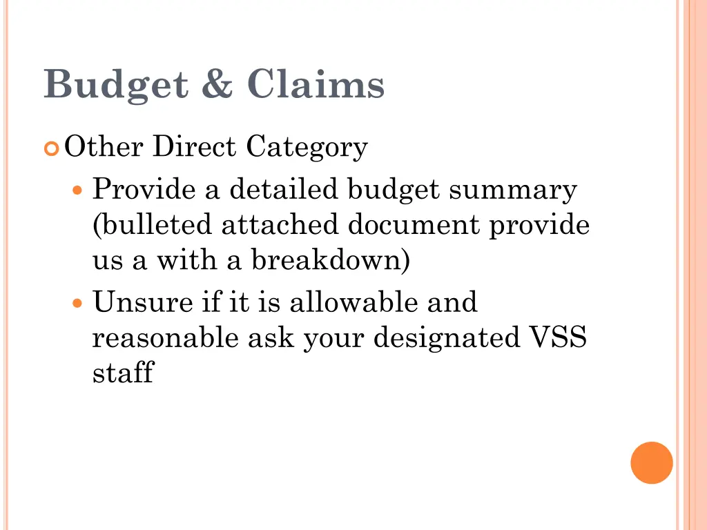 budget claims