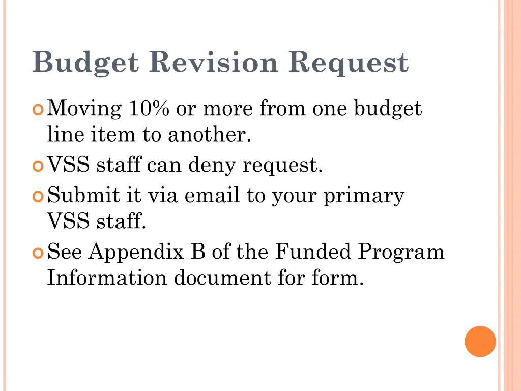 budget revision request