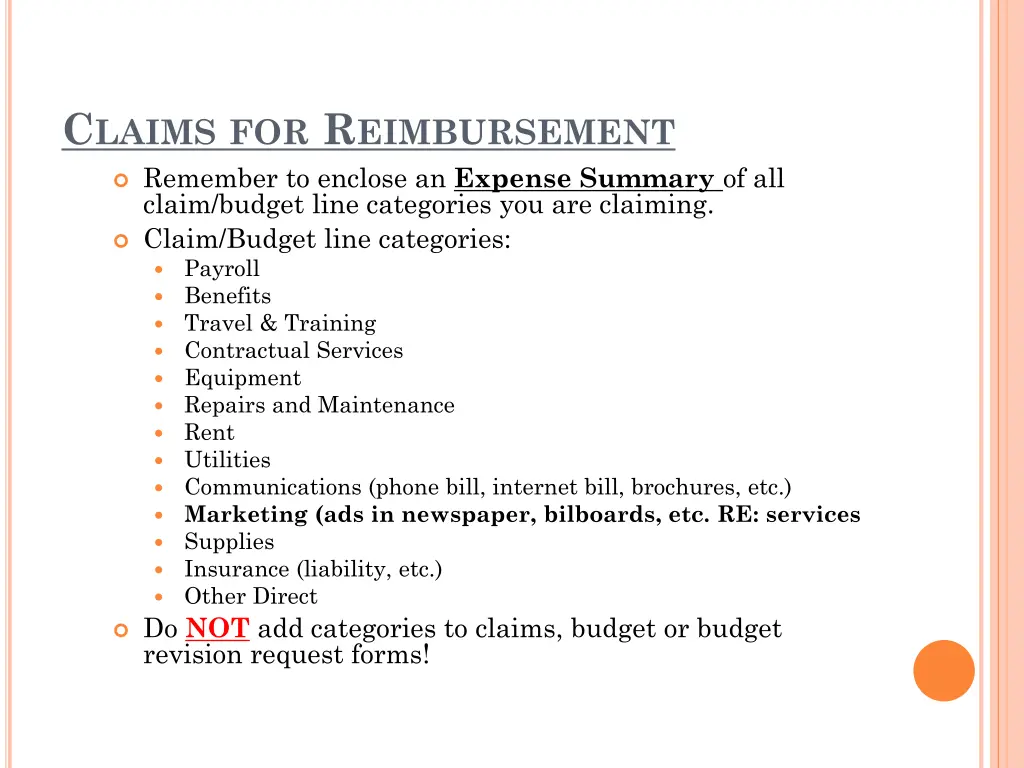 c laims for r eimbursement remember to enclose