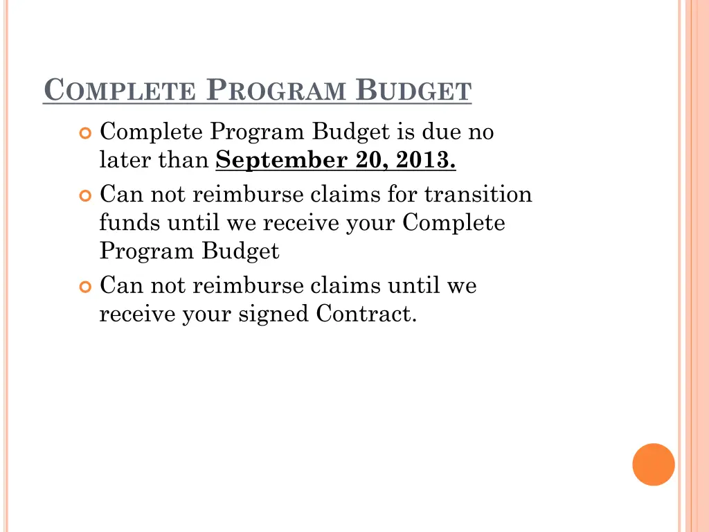 c omplete p rogram b udget