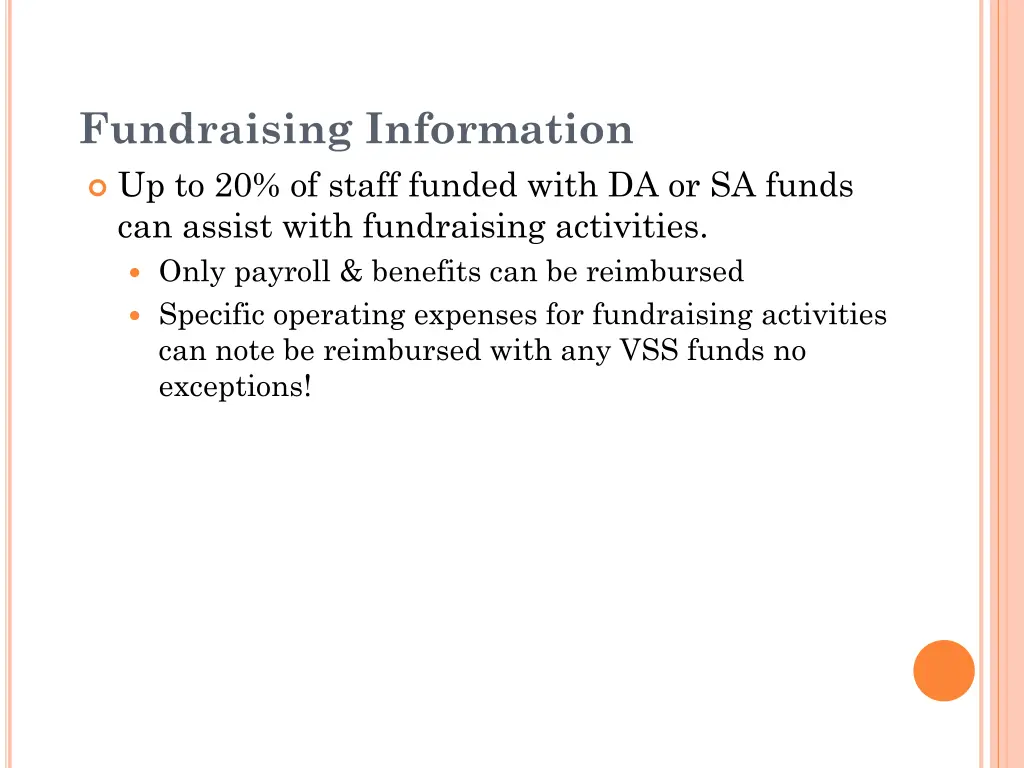 fundraising information up to 20 of staff funded