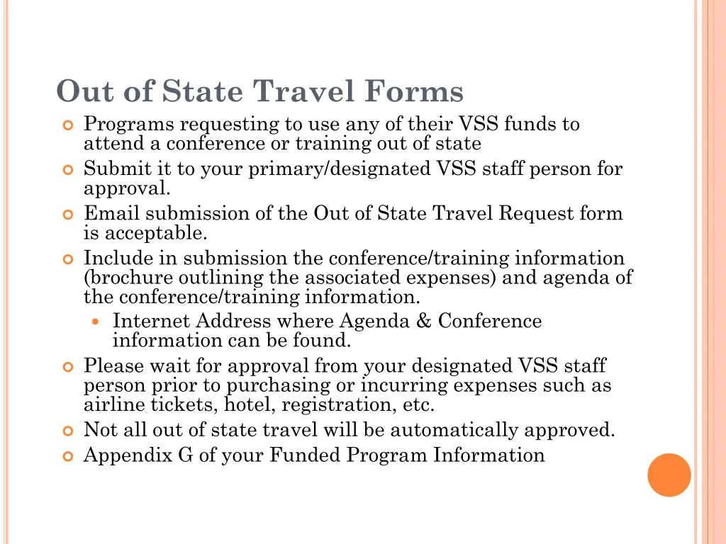 out of state travel forms programs requesting