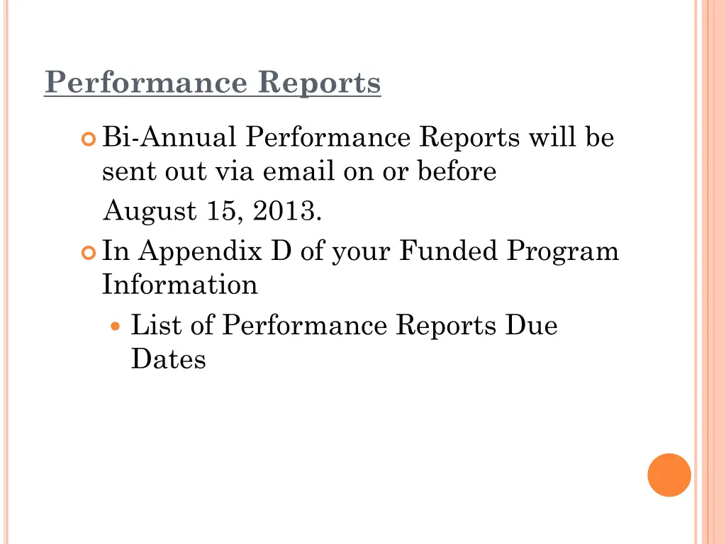 performance reports