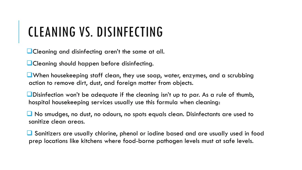 cleaning vs disinfecting