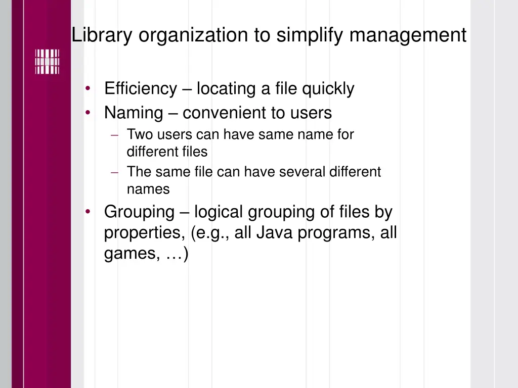 library organization to simplify management