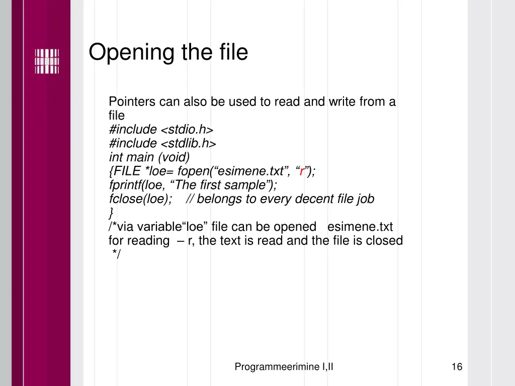 opening the file 1