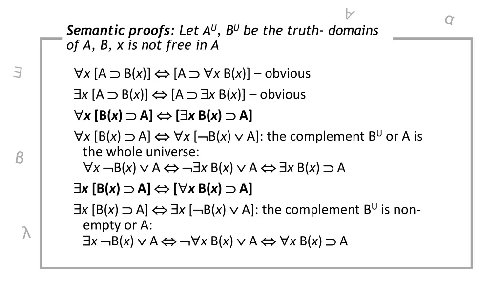 semantic proofs let a u b u be the truth domains 1