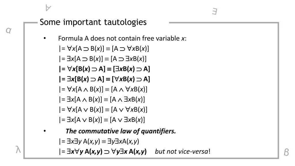 some important tautologies 1