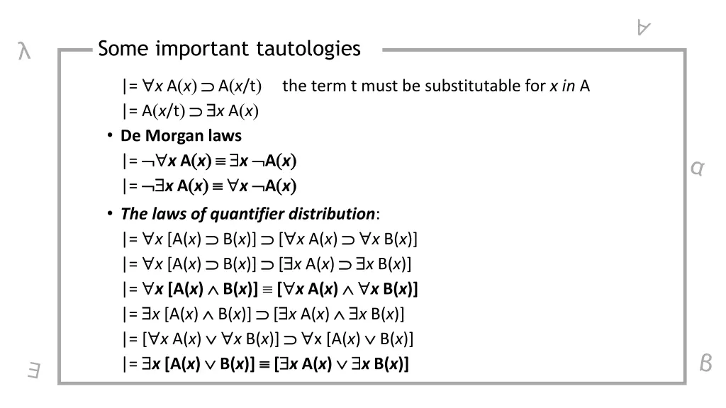 some important tautologies