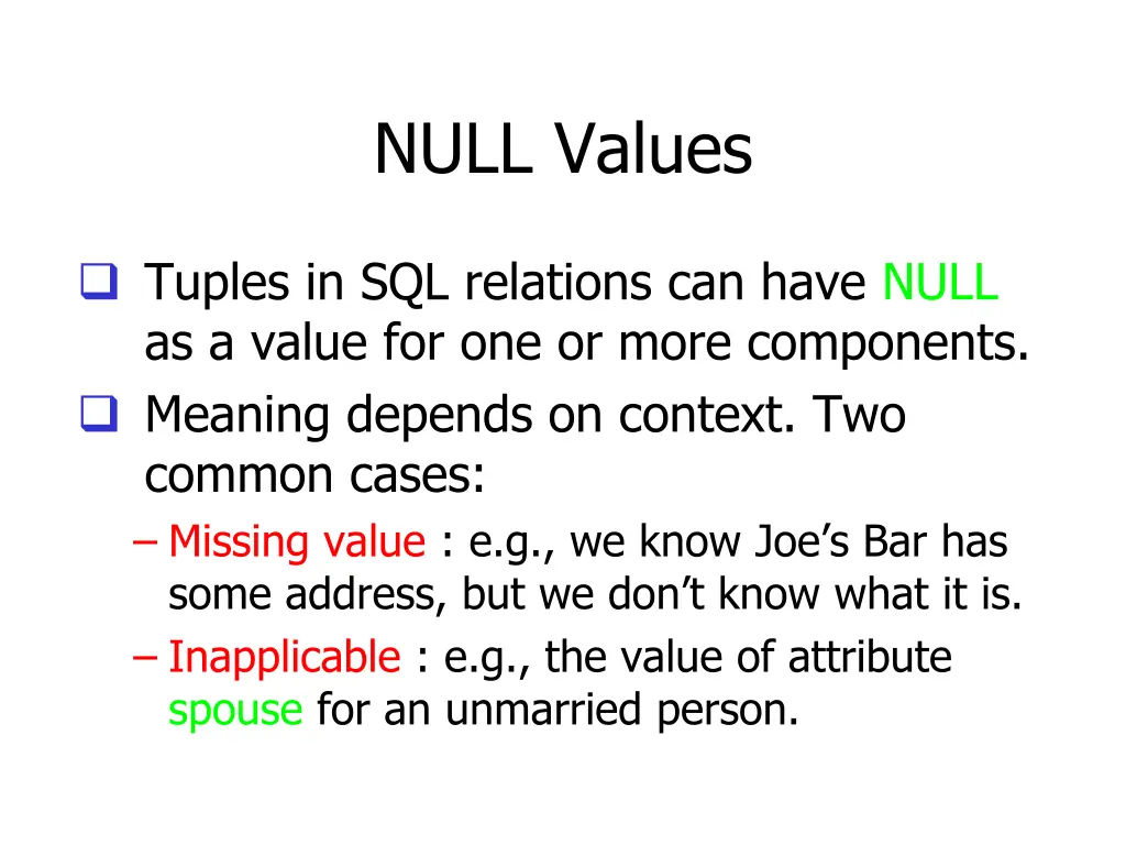 null values