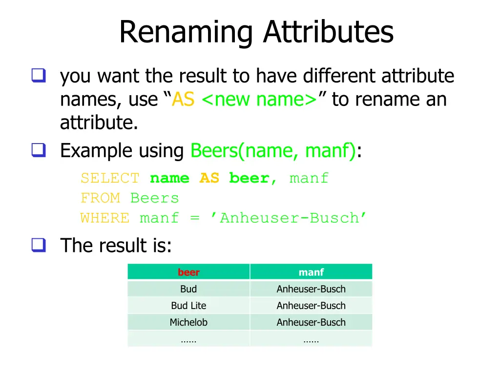 renaming attributes