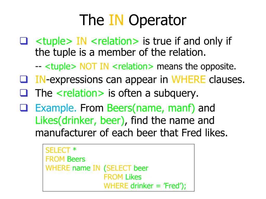 the in operator