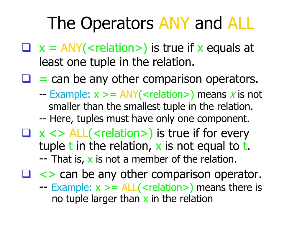 the operators any and all