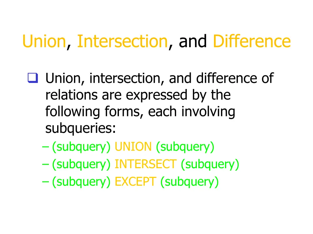 union intersection and difference