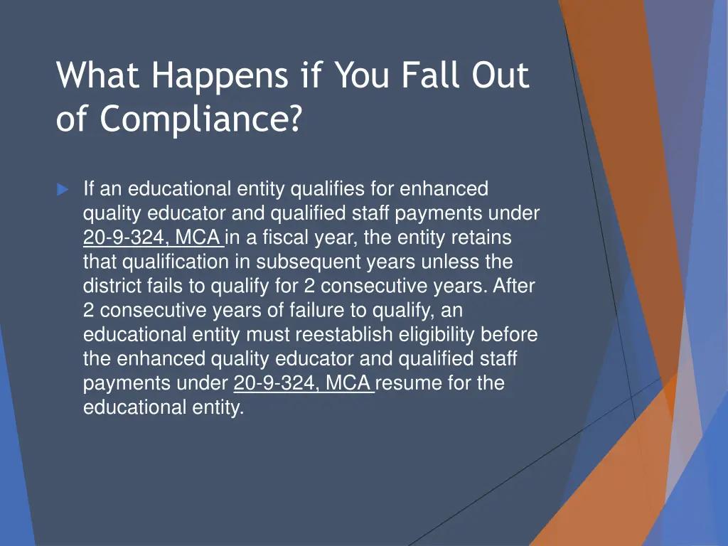 what happens if you fall out of compliance