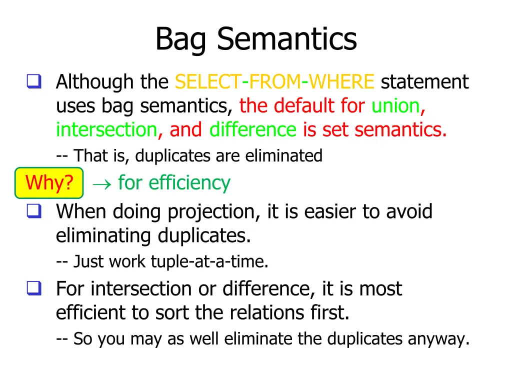 bag semantics