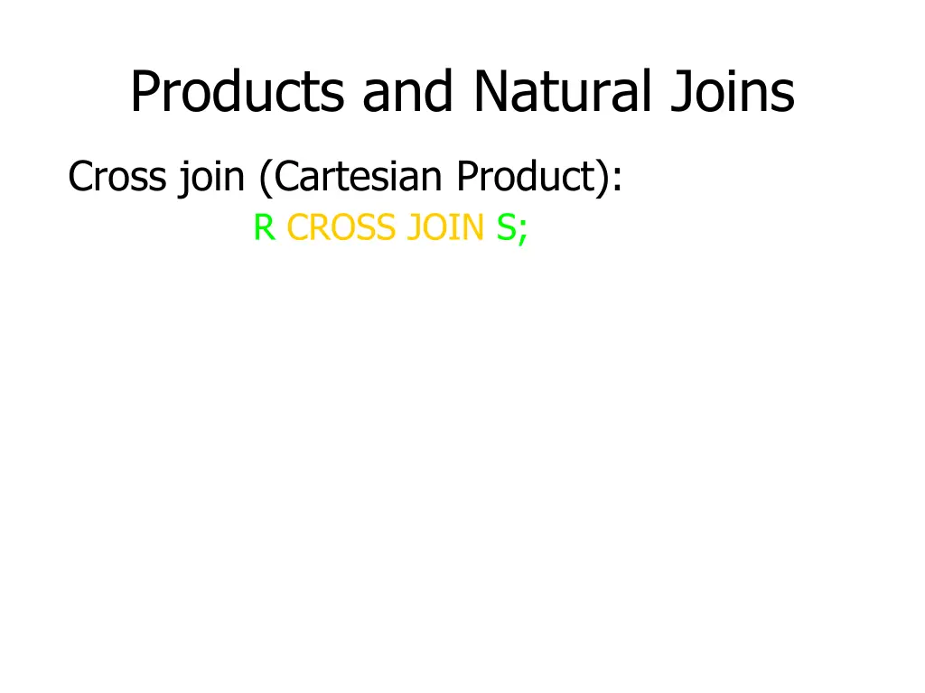products and natural joins