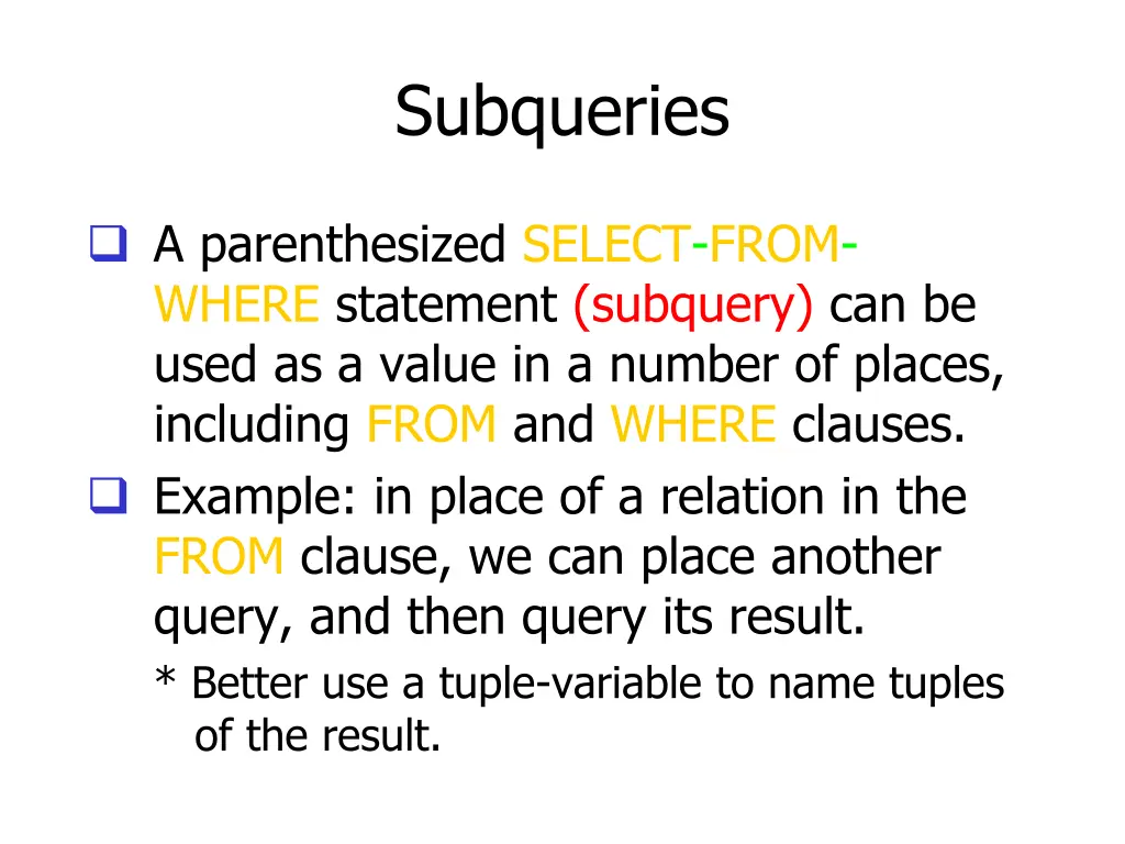 subqueries
