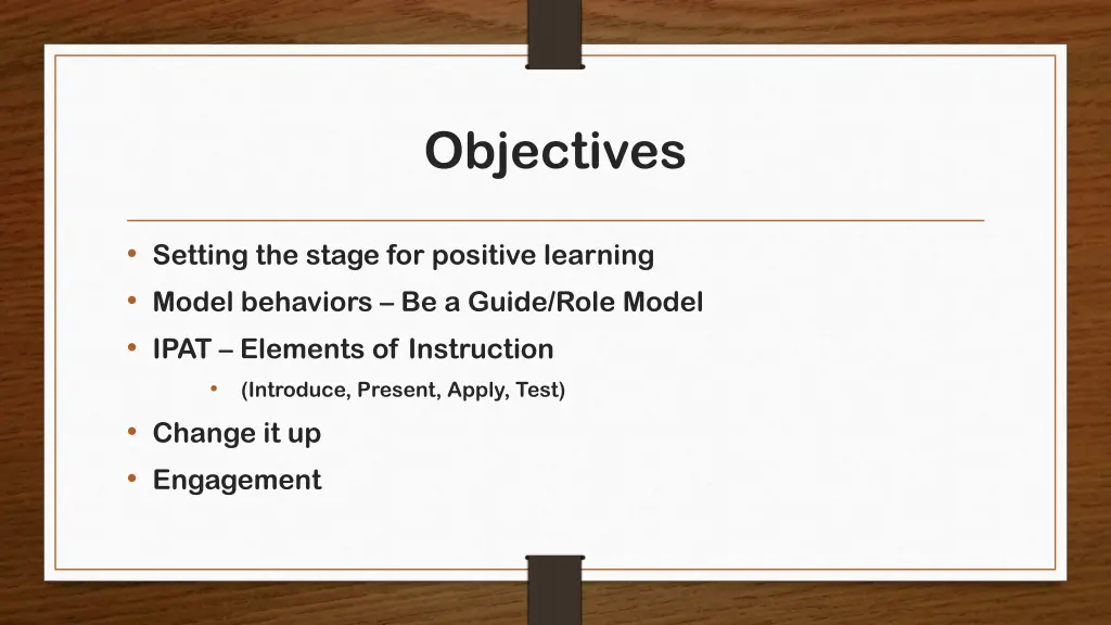 objectives