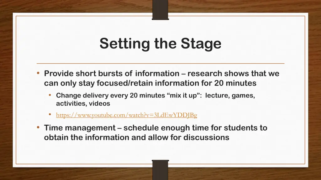 setting the stage 2