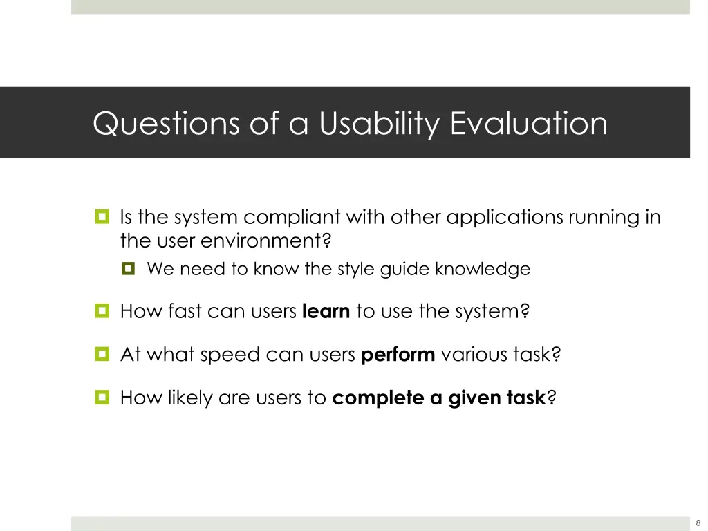questions of a usability evaluation