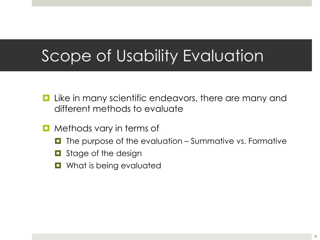 scope of usability evaluation