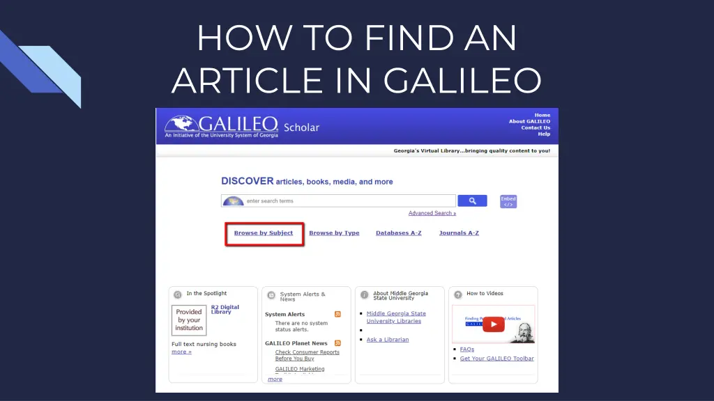 how to find an article in galileo