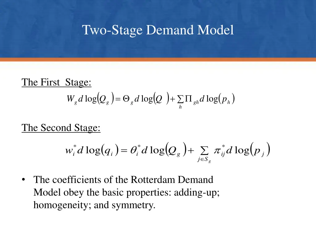 two stage demand model