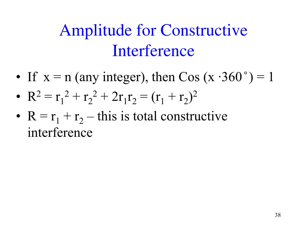 amplitude for constructive interference