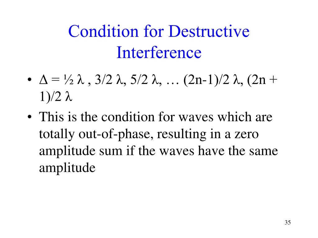 condition for destructive interference