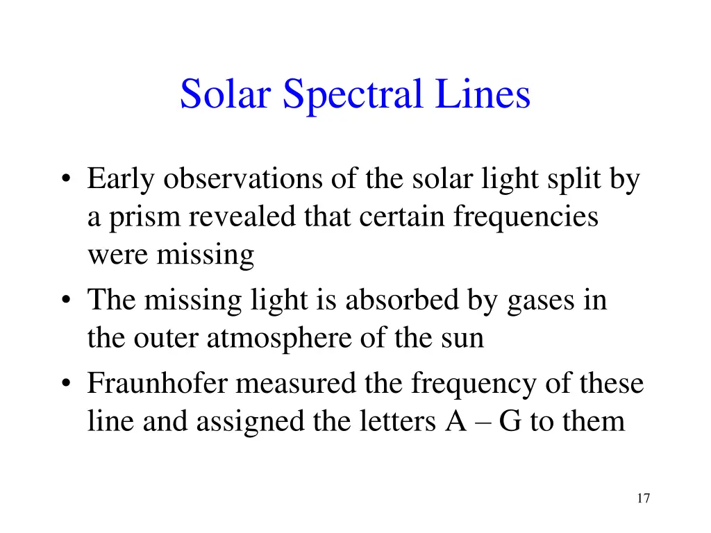 solar spectral lines