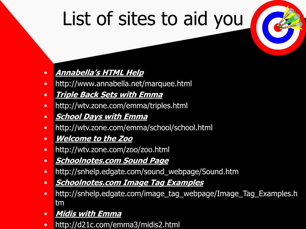 list of sites to aid you