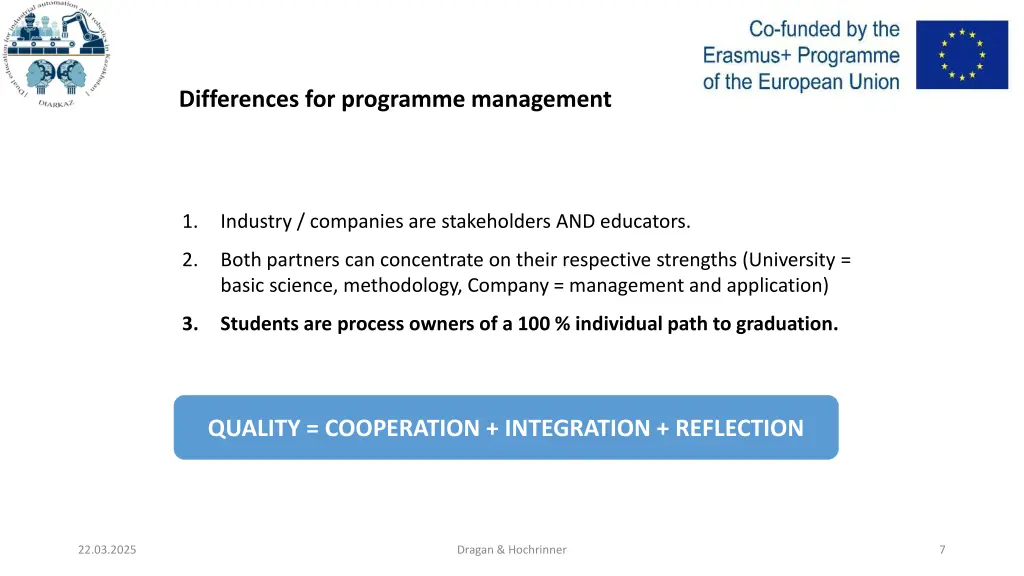 differences for programme management