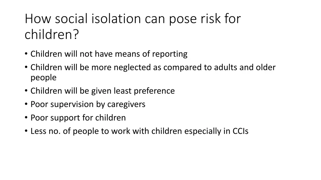 how social isolation can pose risk for children