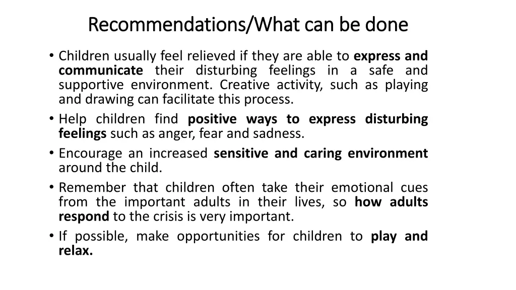 recommendations what can be done recommendations